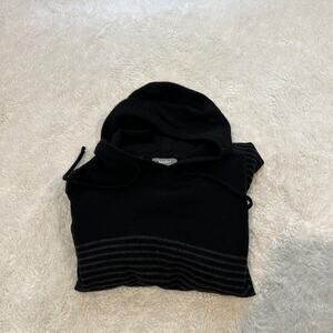 Lord Taylor Mens Cashmere Hooded Sweater Black Strips Sz L Preppy Country Club